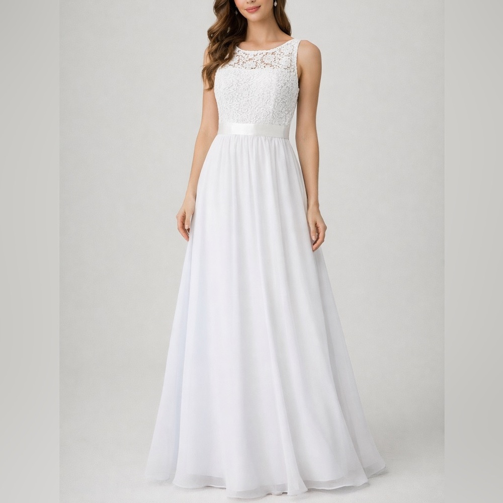 NWT LanTing White Lace Prom Dress